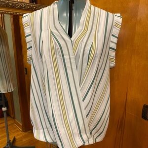 Ann Taylor Cream Wrap Ruffled Blouse